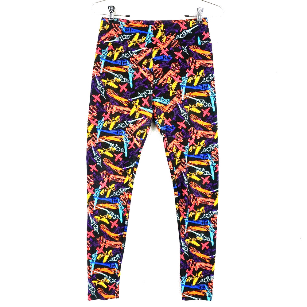 LuLaRoe Leggings One Size Vintage PLANES ~ Airplanes Rare UNICORN Multicolor